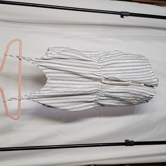 Lou & Grey Pants - Lou & Grey 100% Linen Striped Blue, Tan & Ivory Sleeveless Romper Women's Medium